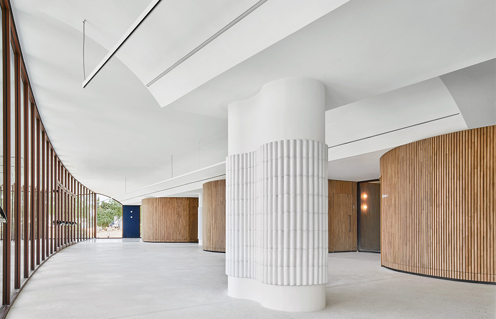 The foyer leading to the auditorium, offering a bright and welcoming transition space.