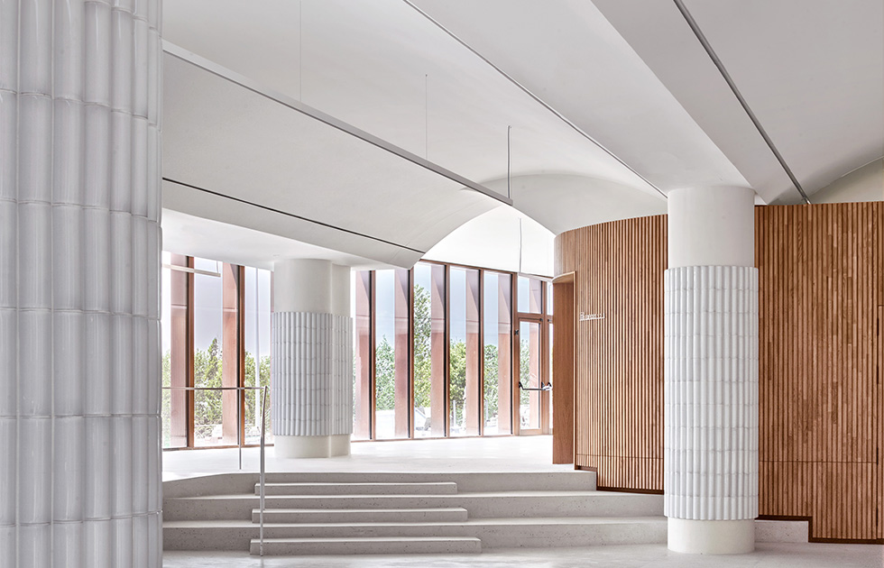The foyer leading to the auditorium, offering a bright and welcoming transition space.