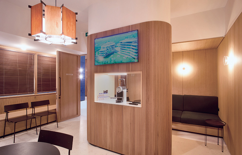 The Green Room, a cozy and intimate space for speakers and performers to prepare and relax.